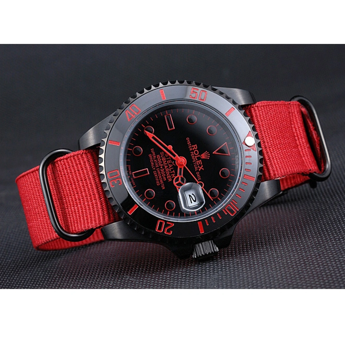 Aaa replica watch Red Submariner Strap Nylon Rolex Stealth 622010 1028